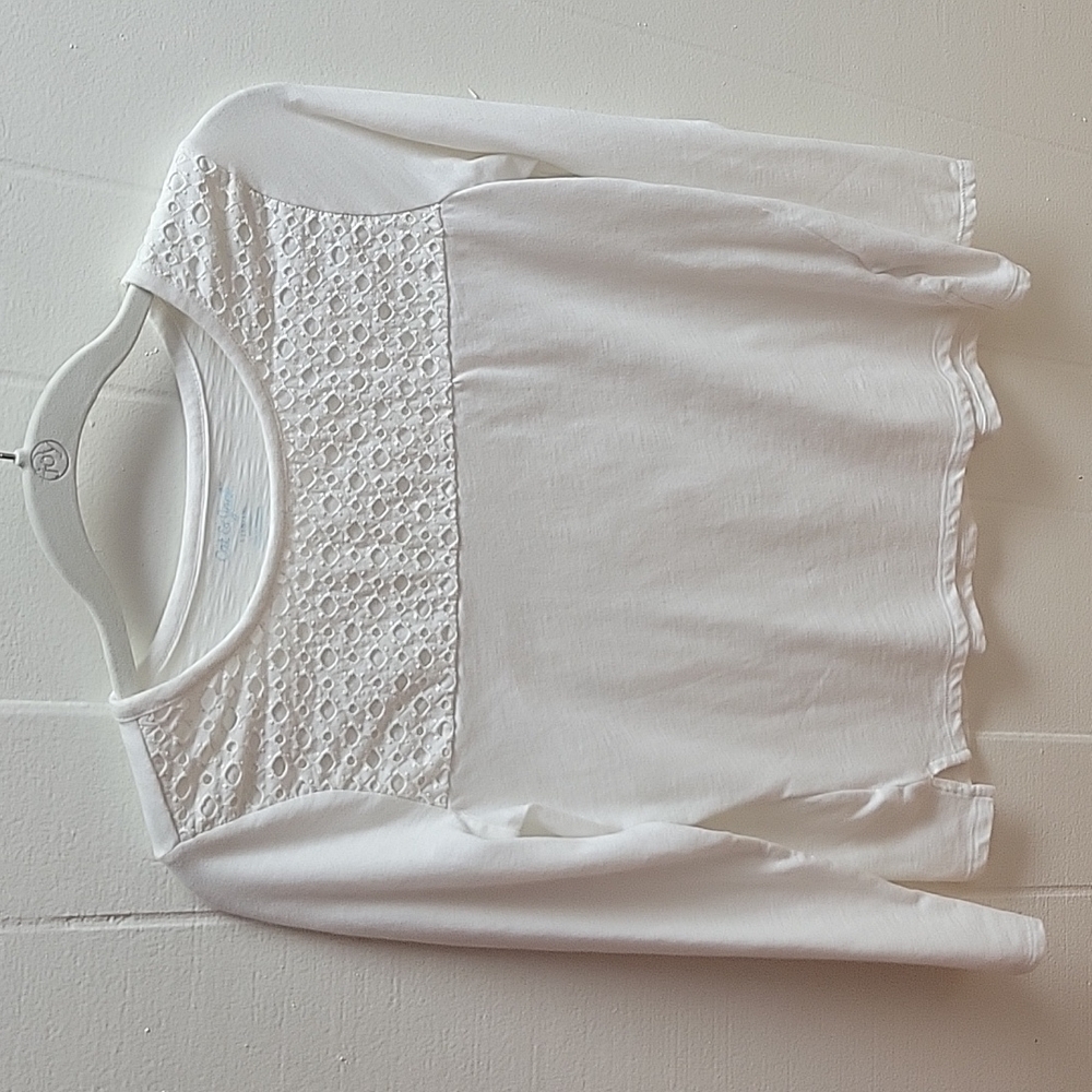 Cat & Jack Girls size large long sleeve white blouse nwot